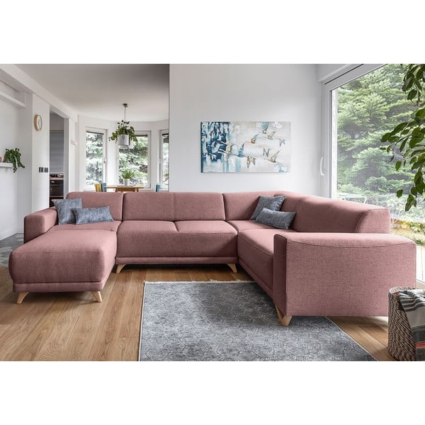 Ružičasta sklopiva/s prostorom za odlaganje kutna garnitura (s desnim kutom/u obliku slova "U") Classy Sophie – Miuform-image-1