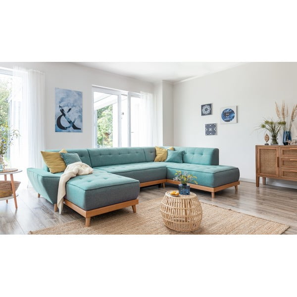 Tirkizna sklopiva kutna garnitura (s desnim kutom/u obliku slova "U") Dazzling Daisy – Miuform-image-4