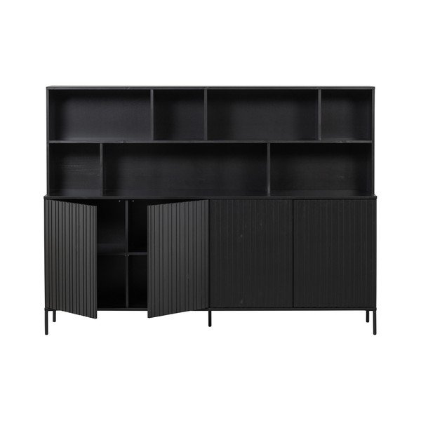 Crna biblioteka od masivnog bora 200x150x44 cm Gravure – WOOOD-image-4