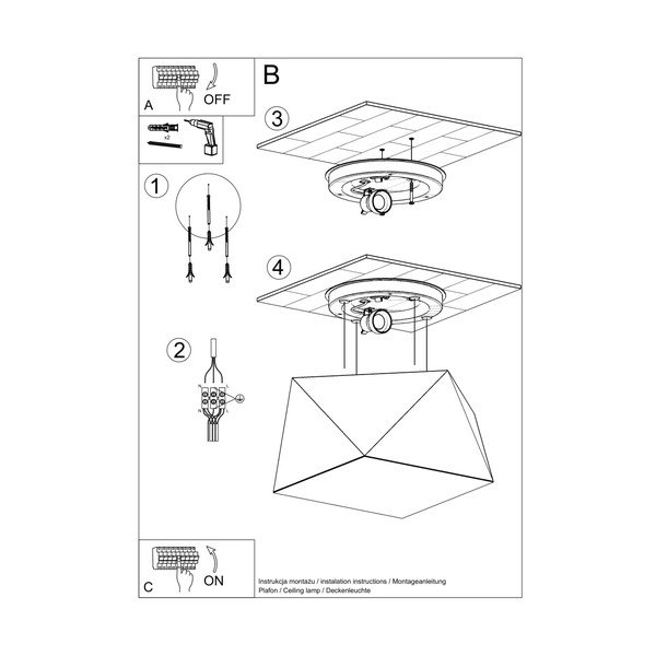 Bijela stropna svjetiljka 25x25 cm Koma – Sollux-image-3