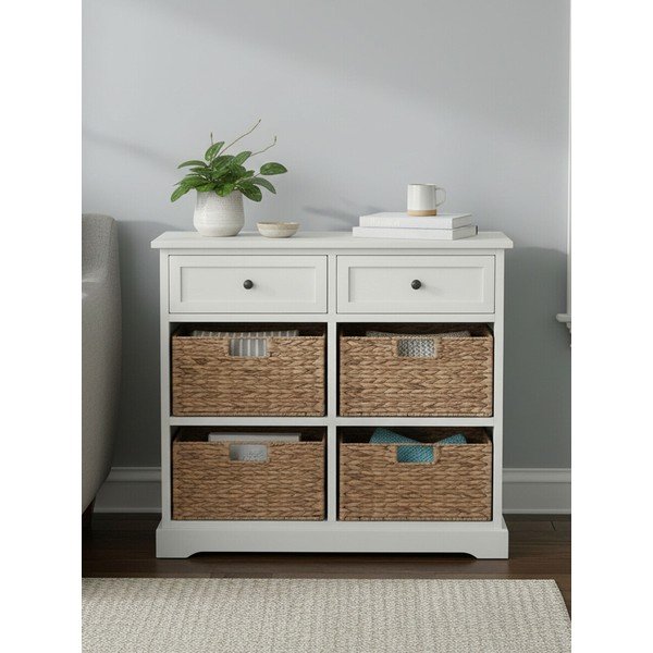 Komoda od masivne paulovnije boje slonovače 76x70x33 cm Vermont – Premier Housewares-image-2