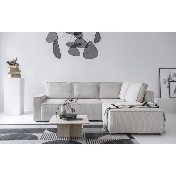 Bijela sklopiva kutna garnitura od samta (s desnim kutom) Brave Dave – Miuform-image-1