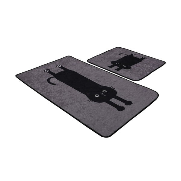 Crne/sive kupaonske prostirke u setu 2 kom 60x100 cm Comfort – Foutastic-image-3