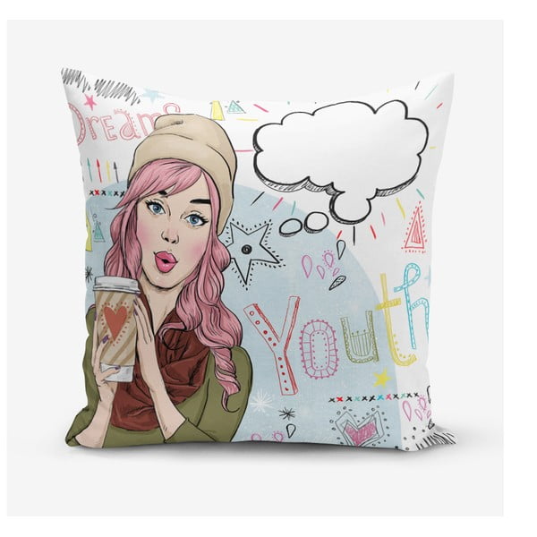 Jastučnica s primjesom pamuka Minimalist Cushion Covers Writing, 45 x 45 cm