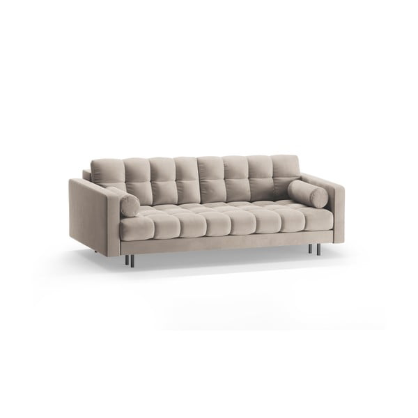 Bež baršunasti sklopiva/s prostorom za odlaganje sofa 222 cm Bali – Cosmopolitan Design-image-3
