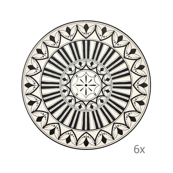 Set od 6 krem porculanskih tanjura s crnim ornamentom Mia Maroc Tabak, ⌀ 26 cm