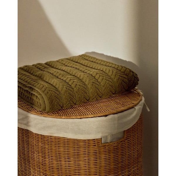 Zeleni pamučan ručnik od frotira 30x50 cm Rune – Kave Home-image-1