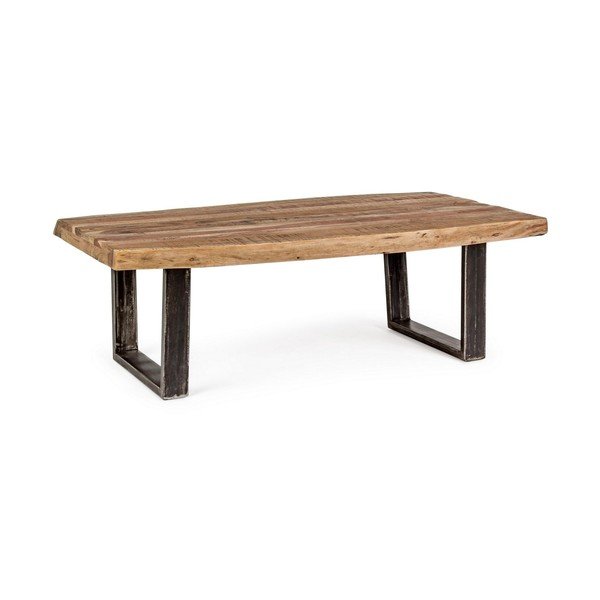 Crni/u prirodnoj boji stolić za kavu s pločom stola od bagrema 70x120 cm Elmer – Bizzotto