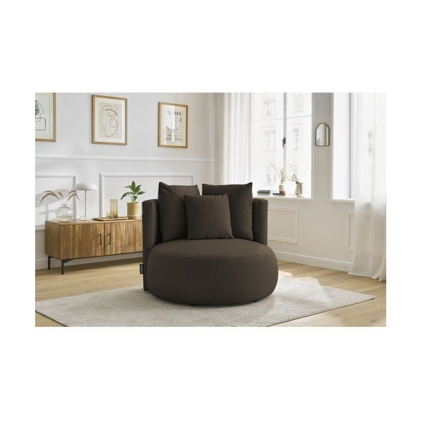 Smeđa baršunasti fotelja Cesar – Bobochic Paris-image-1