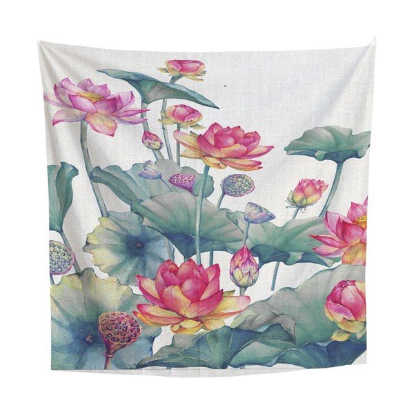 Tapiserija 140x140 cm Pink Flowers – Really Nice Things