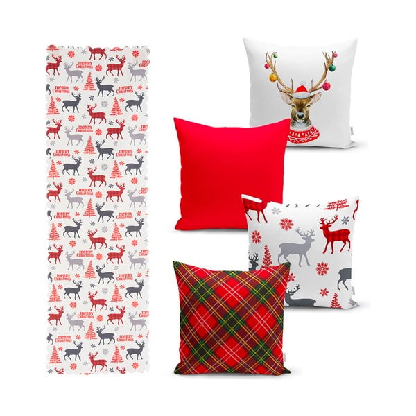 Set od 4 božićne jastučnice i gazišta na stolu Minimalističke navlake za jastuke Božićni ukrasi