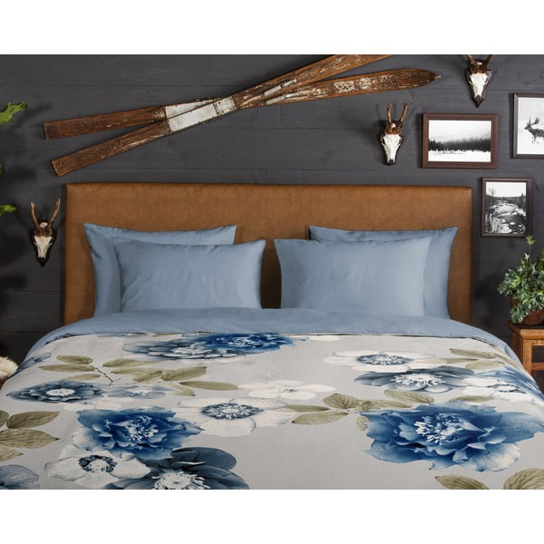 Plava/siva flanelska posteljina za krevet za jednu osobu 140x200 cm Gabin – Good Morning-image-2