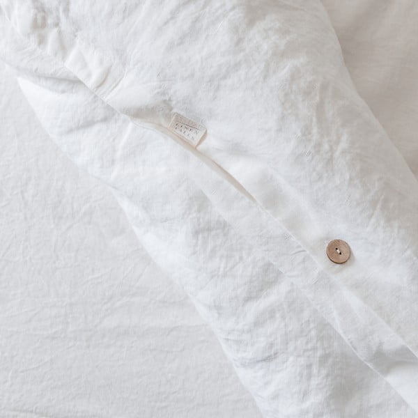 Bijela posteljina za bračni krevet/za produženi krevet od mješavine lana 200x220 cm – Linen Tales-image-3