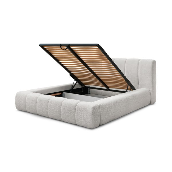 Svijetlo sivi tapecirani bračni krevet s prostorom za odlaganje s podnicom 180x200 cm Denali – Bobochic Paris-image-4