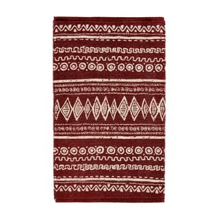 Crveno-bijeli pamučni tepih Webtappeti Ethnic, 55 x 140 cm