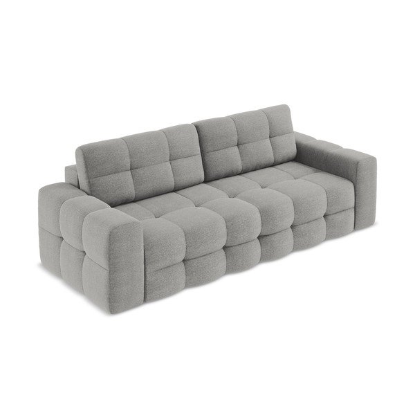 Siva sklopiva sofa od bouclé tkanine 255 cm Milu – Makamii-image-2
