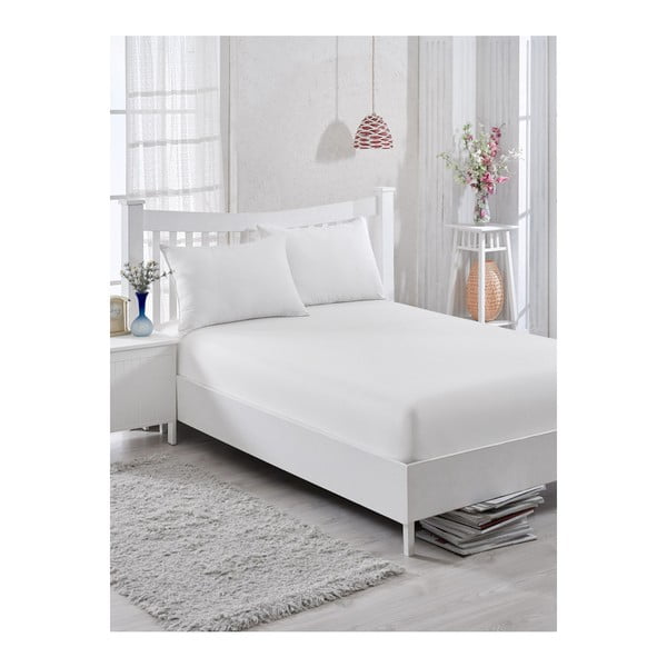 Bijela neelastična pamučna posteljina za bračni krevet Purreo Muneco, 160 x 200 cm