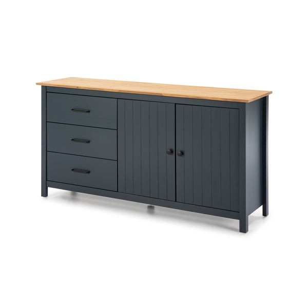 Tamno plava niska komoda od masivnog bora 150x80 cm Miranda – Marckeric-image-4