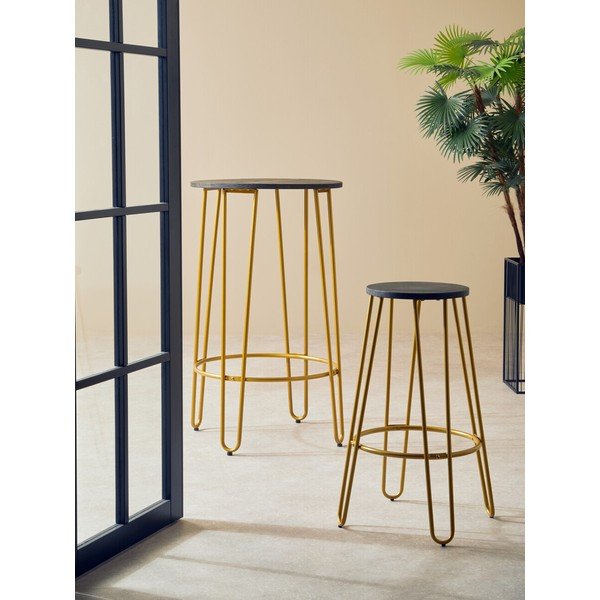 Barska stolica od čvrstog brijesta u zlatnoj boji/u prirodnoj boji (visine sjedala 75 cm) District – Premier Housewares-image-1