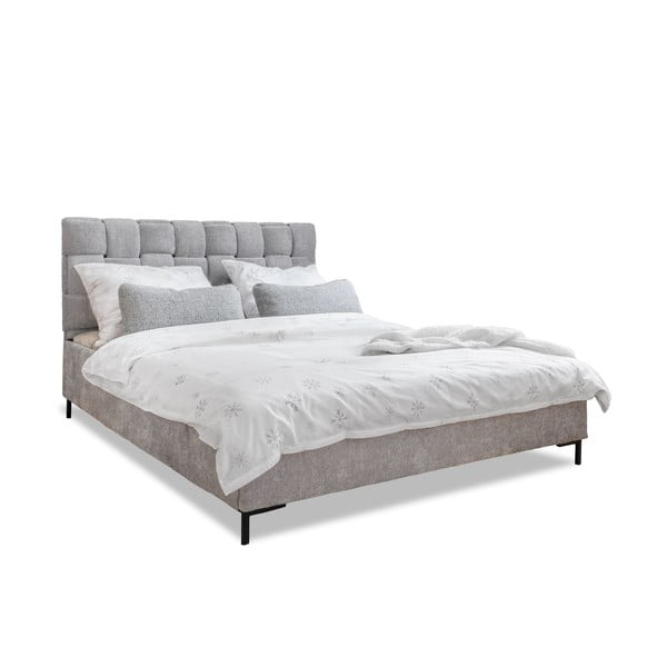 Svijetlo sivi tapecirani bračni krevet s podnicom 180x200 cm Eve – Miuform