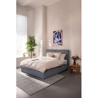 Plavi tapecirani bračni krevet s podnicom i prostorom za odlaganje 180x200 cm Thessa Bold – Bonami Selection