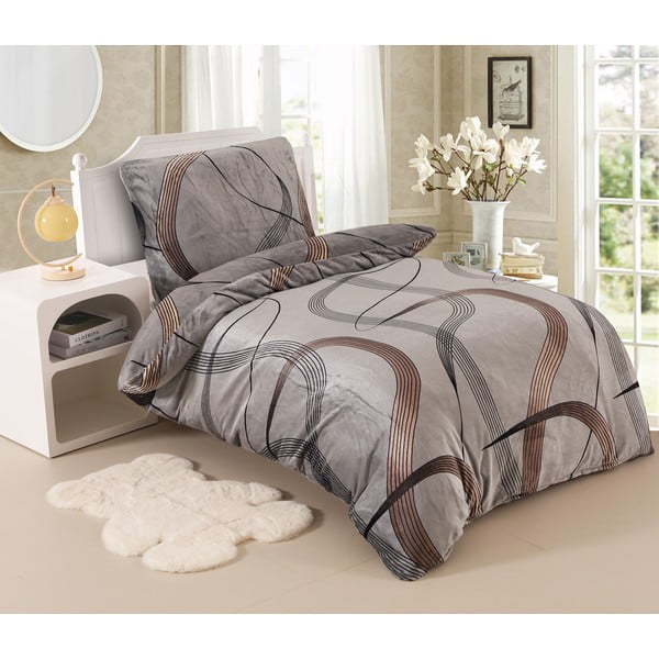Siva posteljina za bračni krevet od mikropliša 220x200 cm – My House