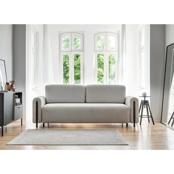 Svijetlo siva sklopiva/s prostorom za odlaganje sofa od bouclé tkanine 244 cm Arcadova – ELTAP-image-1