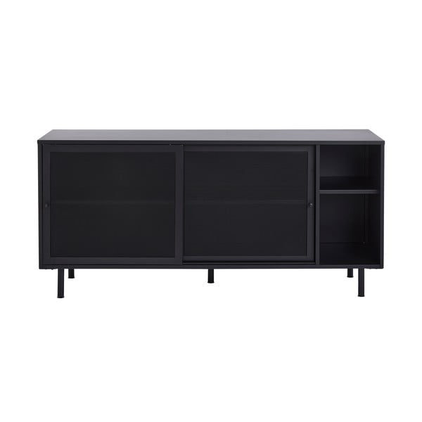 Crna metalna komoda s kliznim vratima 160x75x46 cm Veep – Unique Furniture