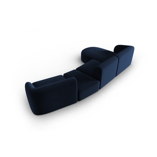 Plava baršunasti kutna garnitura (s lijevim kutom/s ležaljkom) Paolo – Milo Casa-image-3