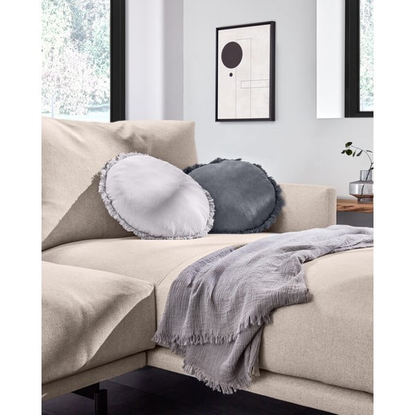 Siva navlaka za jastuk Kave Home Clarice, ø 45 cm-image-3