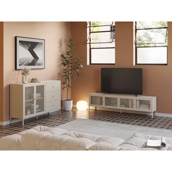 Krem metalna TV komoda 160x50x35 cm Fayna – Marckeric-image-1