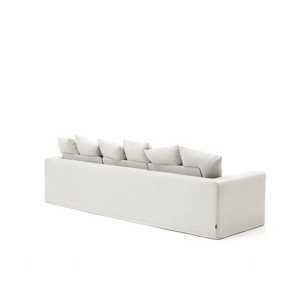 Bijela lanena sofa 340 cm Nora – Kave Home-image-3