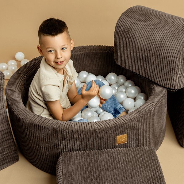 Ružičasti bazen s lopticama od samta ø 90x30 cm Montessori – Meowbaby-image-2