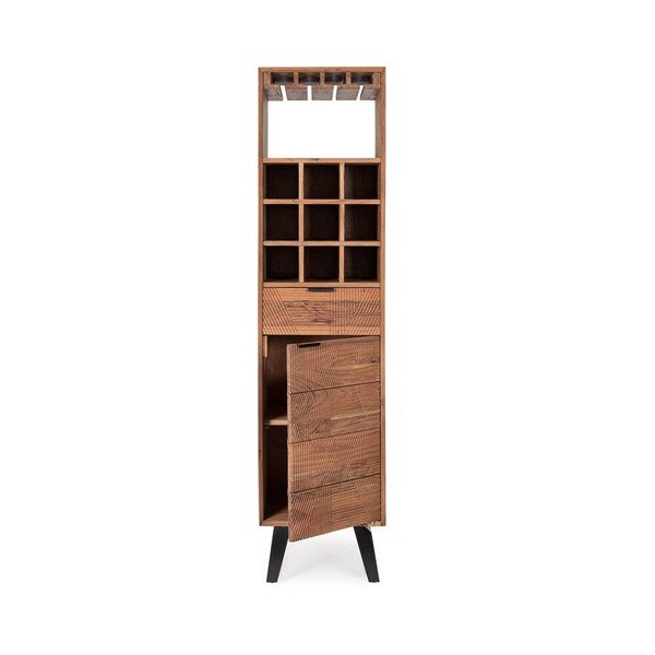 Vitrina za vino od masivnog bagrema u prirodnoj boji 45x180x40 cm Isar – Bizzotto-image-1
