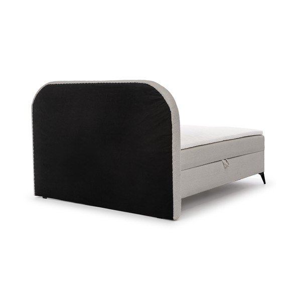 Svijetlo sivi boxspring krevet s prostorom za odlaganje 140x200 cm Ornes – Ropez-image-4