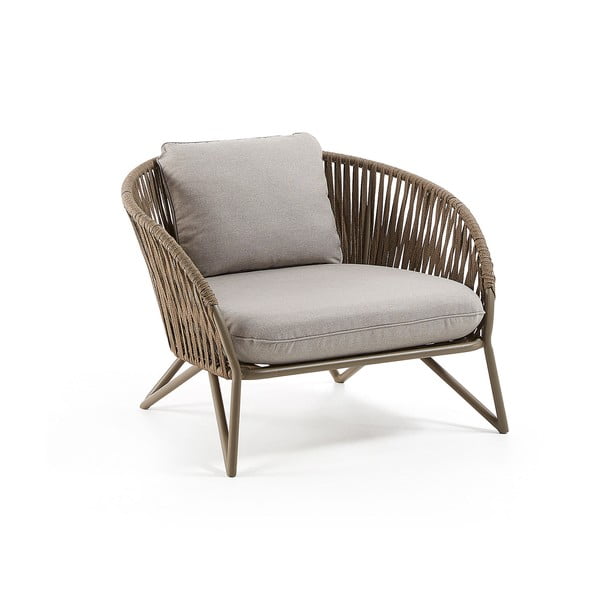 Svijetlo siva/smeđa metalna vrtna fotelja Branzie – Kave Home