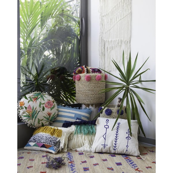 Jastuk od mješavine lana Madre Selva Flores Mixtas, ø 45 cm-image-1