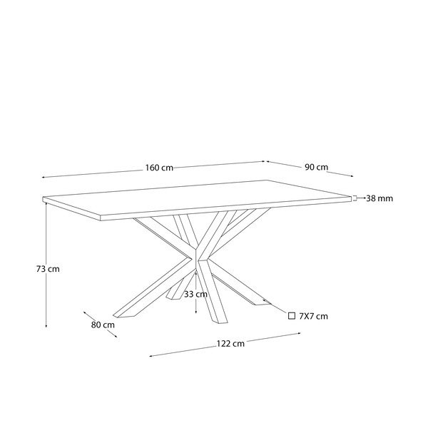 Blagovaonski stol s pločom stola u dekoru hrasta 90x160 cm Argo – Kave Home-image-2
