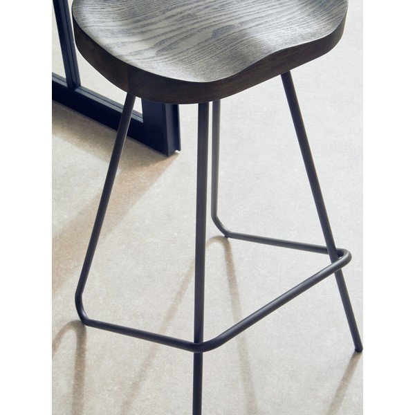 Crna/u prirodnoj boji barska stolica od čvrstog brijesta (visine sjedala 78 cm) District – Premier Housewares-image-3