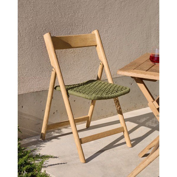 Zelena/u prirodnoj boji vrtna stolica od masivnog drveta Dandara – Kave Home-image-1