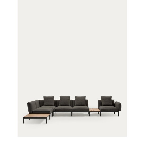 Tamno siva podstavljena vrtna sofa (s lijevim kutom) Sorells – Kave Home-image-2