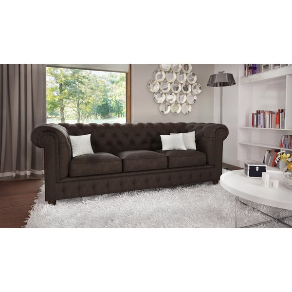 Tamno smeđa baršunasta sofa 230 cm Cambridge - Ropez-image-1