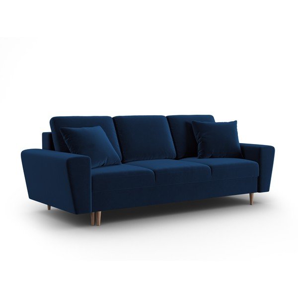 Plava baršunasti sklopiva/s prostorom za odlaganje sofa 235 cm Kyoto – Cosmopolitan Design-image-1