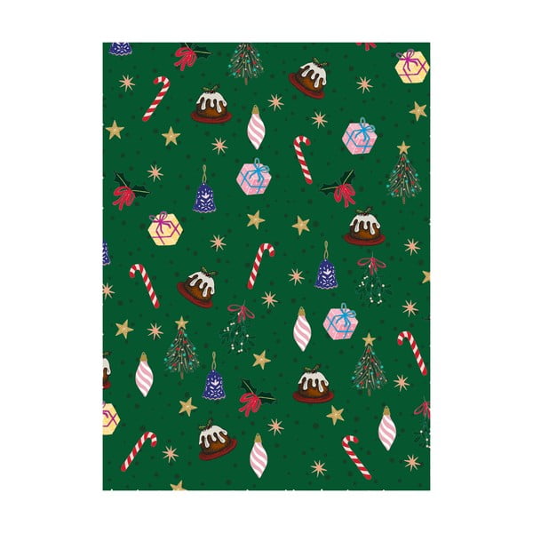 5 listova zelenog papira za zamatanje Eleanor stuart Christmas Fun, 50 x 70 cm