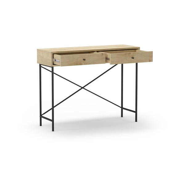 Pomoćni stol s pločom stola u dekoru hrasta u prirodnoj boji 35x110 cm Titan – Marckeric-image-3