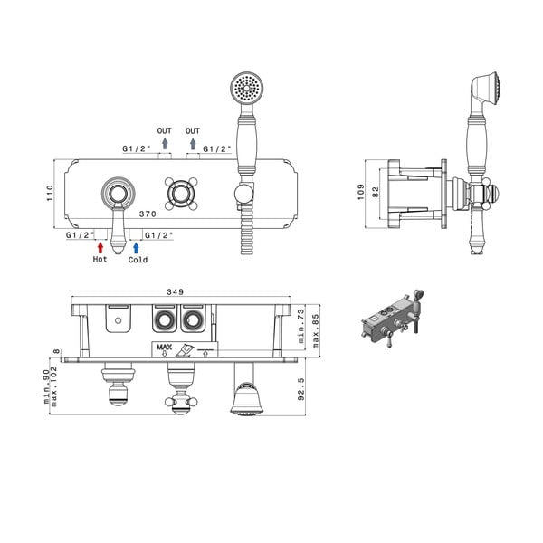 Ugrađena slavina za tuš u brončanoj boji (s 3 izlaza) Vienna – Sapho-image-1