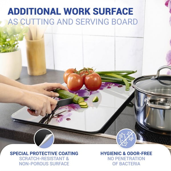 Set 2 staklena poklopca za štednjak Wenko Orchid, 52 x 30 cm-image-4