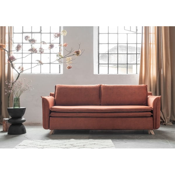 Ciglasta baršunasti sklopiva sofa 225 cm Charming Charlie – Miuform-image-1