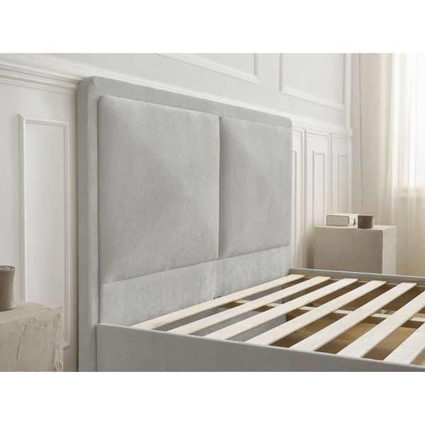 Sivi podstavljeni tapecirani bračni krevet s podnicom 140x190 cm Mara – Bobochic Paris-image-4
