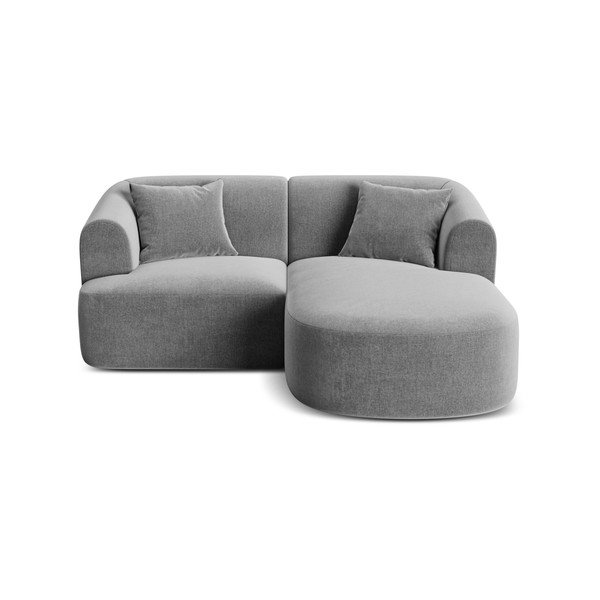 Svijetlo siva baršunasti kutna garnitura (s desnim kutom/s ležaljkom) Campi – Cosmopolitan Design